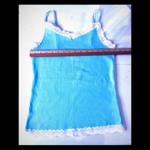 DANSKIN YOGA/RUNNING VINTAGE TANK TOP SIZE LARGE WHITE FEMININE LACE STRETCH